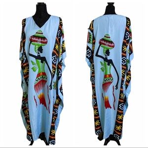 Gypsie Blue Kaftan boho maxi dress